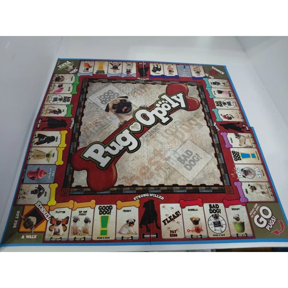 Pugopoly Monopoly Pug Dog Board Game Late for the Sky Complete
